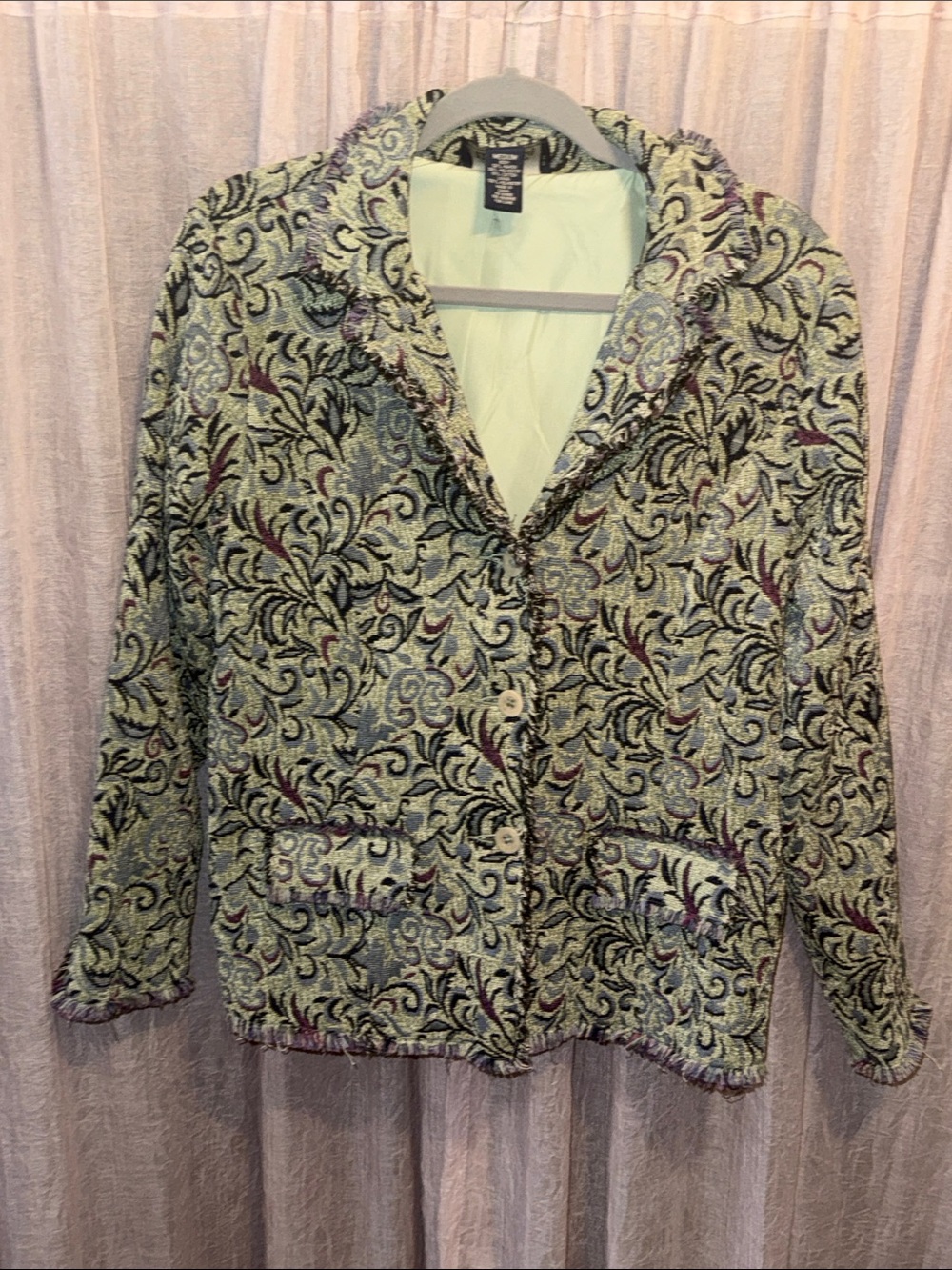 Denim&Co Green Floral Jacquard Blazer